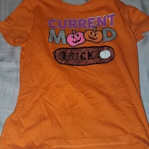 Playful Orange Kids Tee with Pumpkin Graphics